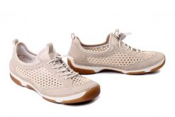 RIEKER 55960-60 beige, półbuty damskie. Brązowe półbuty damskie Rieker, na lato, bez wzorów, bez obcasa, bez zapięcia. Za 287.92 zł.