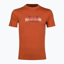Koszulka męska Napapijri S-Smallwood. Brązowe koszulki sportowe męskie Napapijri, l, bez wzorów, bez kołnierzyka, bez ramiączek, trekkingowe. Za 179.99 zł.