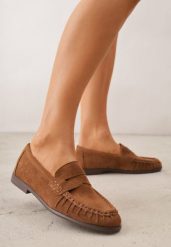 Jasnobrązowe Marszczone Mokasyny VICES z Wkładką ze Skóry Naturalnej Nerihaneh. Brązowe mokasyny damskie Born2be, z jeansu, casualowe. Za 89.99 zł.