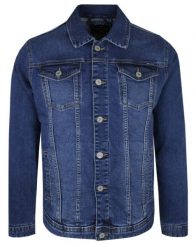 Przejściowa Kurtka Jeansowa (Katana) - Pako Jeans - Granatowa. Niebieskie kurtki męskie Pako Jeans, l, bez wzorów, z bawełny, klasyczne, bez kaptura. Za 269.00 zł.