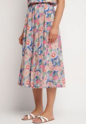 Różowa Rozkloszowana Spódnica z Bawełny w Kwiaty Solzekia. Czerwone spódnice damskie Born2be, l, bez wzorów, z bawełny, eleganckie, midi, proste. Za 109.99 zł.