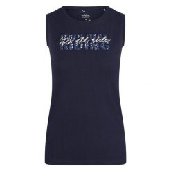 Damski tank top Imperial Riding Smiley Flowers. Niebieskie koszulki sportowe damskie IMPERIAL RIDING, bez wzorów, bez kołnierzyka, bez ramiączek, do jazdy konnej. Za 143.00 zł.