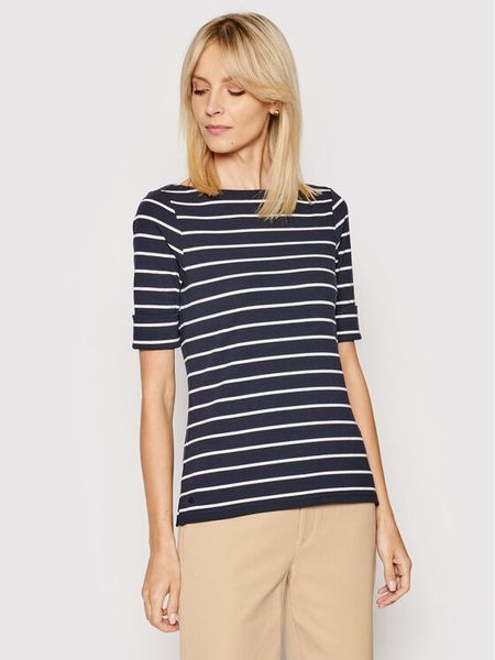 Lauren Ralph Lauren Bluzka 200701085002 Granatowy Slim Fit. Niebieskie bluzki damskie Lauren Ralph Lauren, s, bez wzorów, z bawełny, bez kołnierzyka, bez ramiączek. Za 245.99 zł.