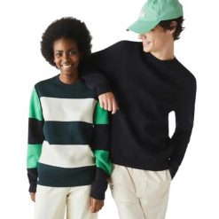 Sweter turystyczny męski Lacoste AH3124. Czarne swetry przez głowę męskie Lacoste, m, bez wzorów, z bawełny, bez kołnierzyka. Za 317.00 zł.