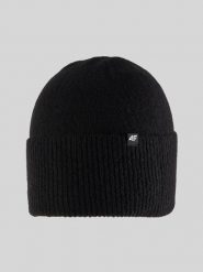 4F Czapka zimowa damska - czarna Uniwersalny. Czarne czapki i kapelusze damskie 4f, na zimę, z aplikacjami, z dzianiny, klasyczne. Za 49.99 zł.