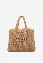 Ciemnobeżowa Torebka Typu Shopper Ozdobiona Plecionką Zenauri. Brązowe torebki shopper damskie Renee, bez wzorów, z jeansu, eleganckie, bez dodatków. Za 74.99 zł.