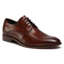 Półbuty Bugatti. Brązowe eleganckie półbuty Bugatti, wizytowe, bez zapięcia. Za 289.99 zł.