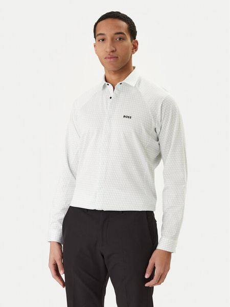 BOSS Koszula Excurse 50554481 Zielony Regular Fit. Zielone koszule męskie Boss, m, bez wzorów, z bawełny, bez kołnierzyka, bez ramiączek. Za 480.99 zł.