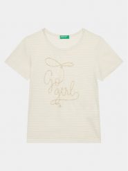 United Colors Of Benetton T-Shirt 30DDC10HT Écru Regular Fit. T-shirty i topy dla dziewczynek United Colors Of Benetton, bez wzorów, z bawełny, bez ramiączek. Za 49.99 zł.