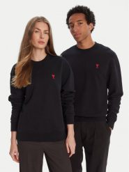 AMI Paris Bluza BFUSW035.730 Czarny Regular Fit. Czarne bluzy męskie AMI PARIS, m, bez wzorów, z bawełny, bez kaptura. Za 979.99 zł.