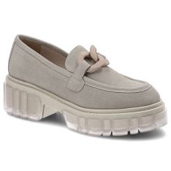 Beżowe Półbuty Karino Eleganckie Skórzane Buty. Brązowe półbuty damskie Karino, bez wzorów, ze skóry, eleganckie, bez obcasa, bez zapięcia. Za 319.00 zł.