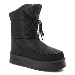 Czarne Śniegowce Big Star Ocieplane Obuwie Damskie. Czarne kozaki damskie Big Star, na zimę, trekkingowe. Za 144.99 zł.