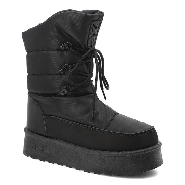 Czarne Śniegowce Big Star Ocieplane Obuwie Damskie. Czarne kozaki damskie Big Star, na zimę, trekkingowe. Za 144.99 zł.