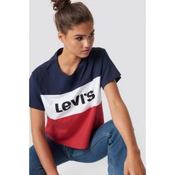 Levi's T-shirt Colorblock JV - Multicolor. Białe t-shirty damskie Levi's, z materiału, z okrągłym kołnierzem. Za 121.95 zł.