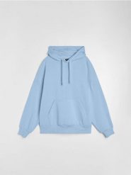 Bluza z kapturem comfort fit z domieszką bawełny - niebieski. Niebieskie bluzy męskie Sinsay, l, bez wzorów, z bawełny, z kapturem. Za 39.99 zł.