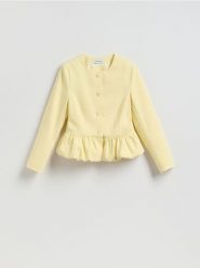Marynarka z baskinką - jasnożółty. Żółte żakiety damskie Reserved, l, bez wzorów, z tkaniny. Za 179.99 zł.