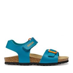 Sandały Geox. Niebieskie sandały chłopięce Geox, bez zapięcia. Za 209.99 zł.