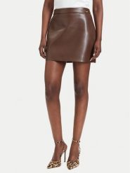 Guess Spódnica z imitacji skóry W6YD09 W2902 Brązowy Regular Fit. Brązowe spódnice damskie Guess, s, z aplikacjami, ze skóry. Za 344.99 zł.