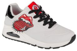 Buty do chodzenia damskie Skechers 177965WBK. Białe obuwie sportowe damskie Skechers, bez wzorów, z jeansu, trekkingowe. Za 349.99 zł.