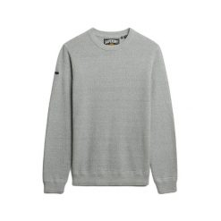 Lekki bawełniany sweter z teksturą Superdry. Szare swetry przez głowę męskie Superdry., na zimę, m, bez wzorów, z bawełny, bez kołnierzyka. Za 343.25 zł.