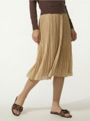 Plisowana spódnica midi - beżowy. Brązowe spódnice damskie Sinsay, l, bez wzorów, midi. Za 49.99 zł.