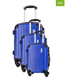 Zestaw walizek w kolorze niebieskim - 3 szt. Walizki męskie Platinium, z materiału. W wyprzedaży za 539.95 zł.