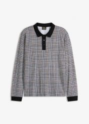 Shirt polo z długim rękawem, z bawełny organicznej pique. Czarne koszulki polo męskie bonprix, m, bez wzorów, z bawełny, bez ramiączek. Za 109.99 zł.