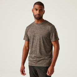 Męska koszulka turystyczna z krótkim rękawem Fingal Edition. Zielone koszulki sportowe męskie Regatta, m, bez wzorów, bez kołnierzyka, bez ramiączek, trekkingowe. Za 140.00 zł.