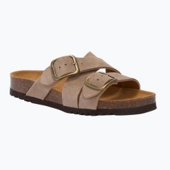 Klapki damskie Scholl Selene. Brązowe klapki damskie Scholl, bez wzorów, z materiału, eleganckie, bez obcasa. Za 409.99 zł.