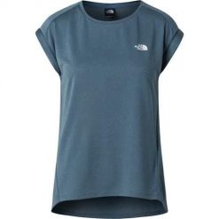 Koszulka treningowa damska The North Face NF0A8BS2L9L. Niebieskie koszulki sportowe damskie The North Face, l, bez wzorów, ze skóry, bez kołnierzyka, bez ramiączek. Za 293.00 zł.