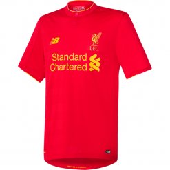 Koszulka Liverpool LFC Home Kit. Czerwone koszulki sportowe męskie marki New Balance, na jesień, m, z materiału, do piłki nożnej. W wyprzedaży za 129.99 zł.