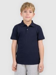 4F Koszulka polo regular chłopięca - granatowa 158 (12-13 lat). Niebieskie t-shirty dla chłopców 4f, bez wzorów, z bawełny, bez ramiączek. Za 49.99 zł.