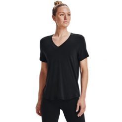 Koszulka damska Under Armour GREATEST TEE V NECK. Czarne obuwie sportowe damskie Under Armour, bez wzorów, na fitness i siłownię. Za 159.99 zł.