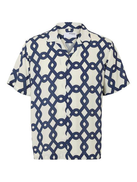 Selected Homme Koszula 16088360 Granatowy Relaxed Fit. Niebieskie koszule męskie Selected Homme, l, bez wzorów, z wiskozy, bez kołnierzyka, bez ramiączek. Za 107.99 zł.
