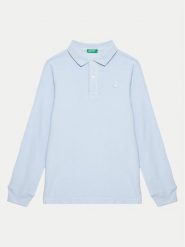 United Colors Of Benetton Polo 3089C300Z Błękitny Regular Fit. Niebieskie t-shirty dla chłopców United Colors Of Benetton, bez wzorów, z bawełny, bez ramiączek. Za 89.99 zł.