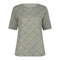 Koszulka z jerseyu w starzonym stylu z nadrukiem kwiatowym damska CMP. Zielone t-shirty damskie CMP, xl, bez wzorów, z bawełny, bez kołnierzyka. Za 159.50 zł.