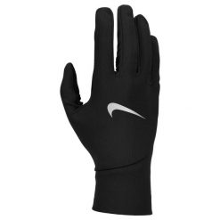 NIKE Rękawiczki do biegania damskie W Pacer Lightweight RG black/black/silver-L. Czarne rękawiczki damskie Nike, bez wzorów, z materiału, klasyczne. Za 73.40 zł.