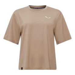 Damska koszulka o luźnym kroju Salewa Eagle Sunset. Brązowe t-shirty damskie Salewa, s, bez wzorów, z bawełny, bez kołnierzyka. Za 170.99 zł.