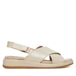 Sandały Caprice. Brązowe sandały damskie Caprice, bez wzorów, bez obcasa, na płaskiej podeszwie, bez zapięcia. Za 259.99 zł.