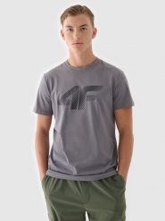 4F T-shirt regular z nadrukiem męski - szary L. Szare koszulki sportowe męskie 4f, l, bez wzorów, z bawełny, klasyczne, bez kołnierzyka. Za 59.99 zł.