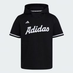 Bluza z kapturem i krótkim rękawem adidas Dugout. Czarne bluzy dla dziewczynek Adidas, bez wzorów, z polaru, bez ramiączek, z kapturem. Za 349.00 zł.