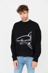 PALM ANGELS Czarna bluza Split Shark Crew. Czarne bluzy męskie PALM ANGELS, m, bez wzorów, bez kołnierzyka. W wyprzedaży za 1,999.99 zł.