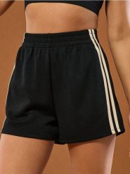 Szorty dresowe z lampasami Gym Hard - czarny. Czarne szorty damskie Sinsay, l, bez wzorów, z dresówki. Za 39.99 zł.
