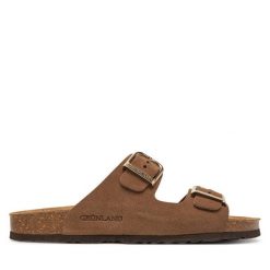 Klapki Grünland. Brązowe klapki damskie Grünland, bez wzorów, bez obcasa. Za 259.99 zł.