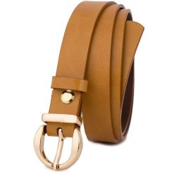Pasek skórzany BELTIMORE r.90-105 cm O24 camelowy. Brązowe paski damskie bez wzorów. Za 49.99 zł.