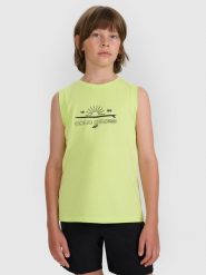 4F Tank top regular z nadrukiem chłopięcy - zielony 164 (13-14 lat). Zielone t-shirty dla chłopców 4f, bez wzorów, z bawełny, bez ramiączek. W wyprzedaży za 19.99 zł.