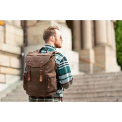 ZESTAW UPOMINKOWY ZUP-21-BR PLECAK VINTAGE T-19-BR ORAZ PORTFEL SKÓRZANY T-03-BR. Brązowe portfele męskie bez wzorów, z bawełny. Za 249.00 zł.