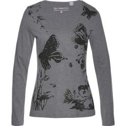 Shirt z długim rękawem bonprix szary melanż - czarny. Bluzki damskie marki bonprix. Za 44.99 zł.