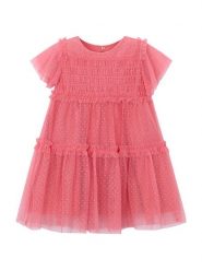 Mayoral Sukienka elegancka 3917 Koralowy Regular Fit. Pomarańczowe sukienki dla dziewczynek Mayoral, bez wzorów, z syntetyku, eleganckie, bez ramiączek. Za 189.99 zł.