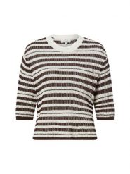 Opus Damski sweter z krótkim rękawem - Punny Kobiety biały, 40. Białe swetry damskie Opus, bez wzorów, z dzianiny, eleganckie, bez kołnierzyka, bez ramiączek, krótkie, bez kaptura. Za 399.95 zł.